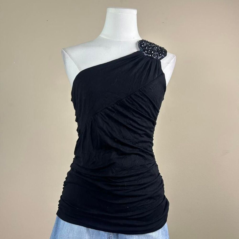 MCM Asymmetrical Off the Shoulder Bling Top